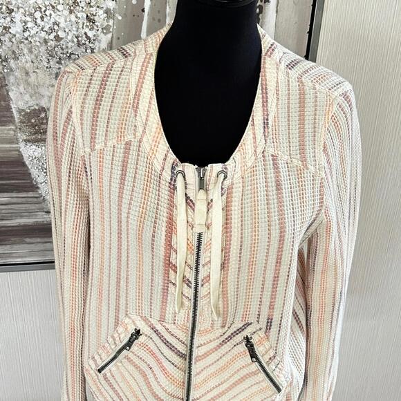 Free People - Striped Jacket in Cream and Pink - Size Medium - Picture 3 of 8